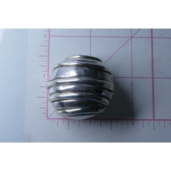 Signed Frederick Jean Duclos Bold Sterling Silver Electroform Striped Dome Earri - Picture 2 of 14